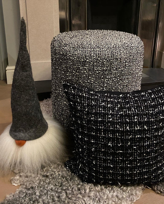 Bouclé Couture Tweed Drum Pouffe